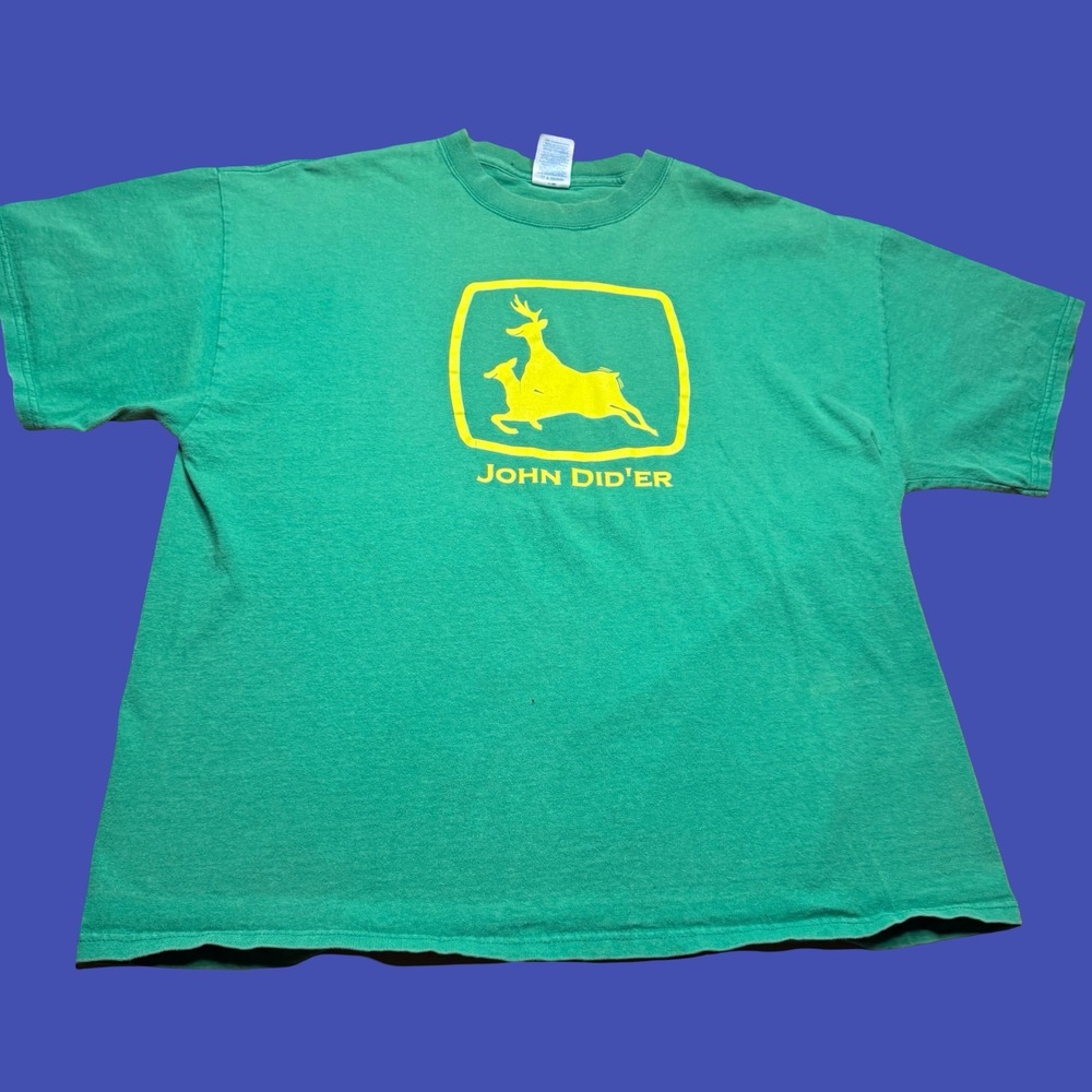 Vintage John Deer Jon Did’er T Shirt XL Green Parody Comedy Country Graphic